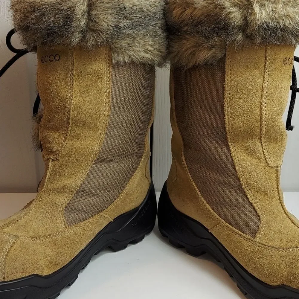 Ecco Gore-tex Fur Trim Sude Winter Boots Sz 35